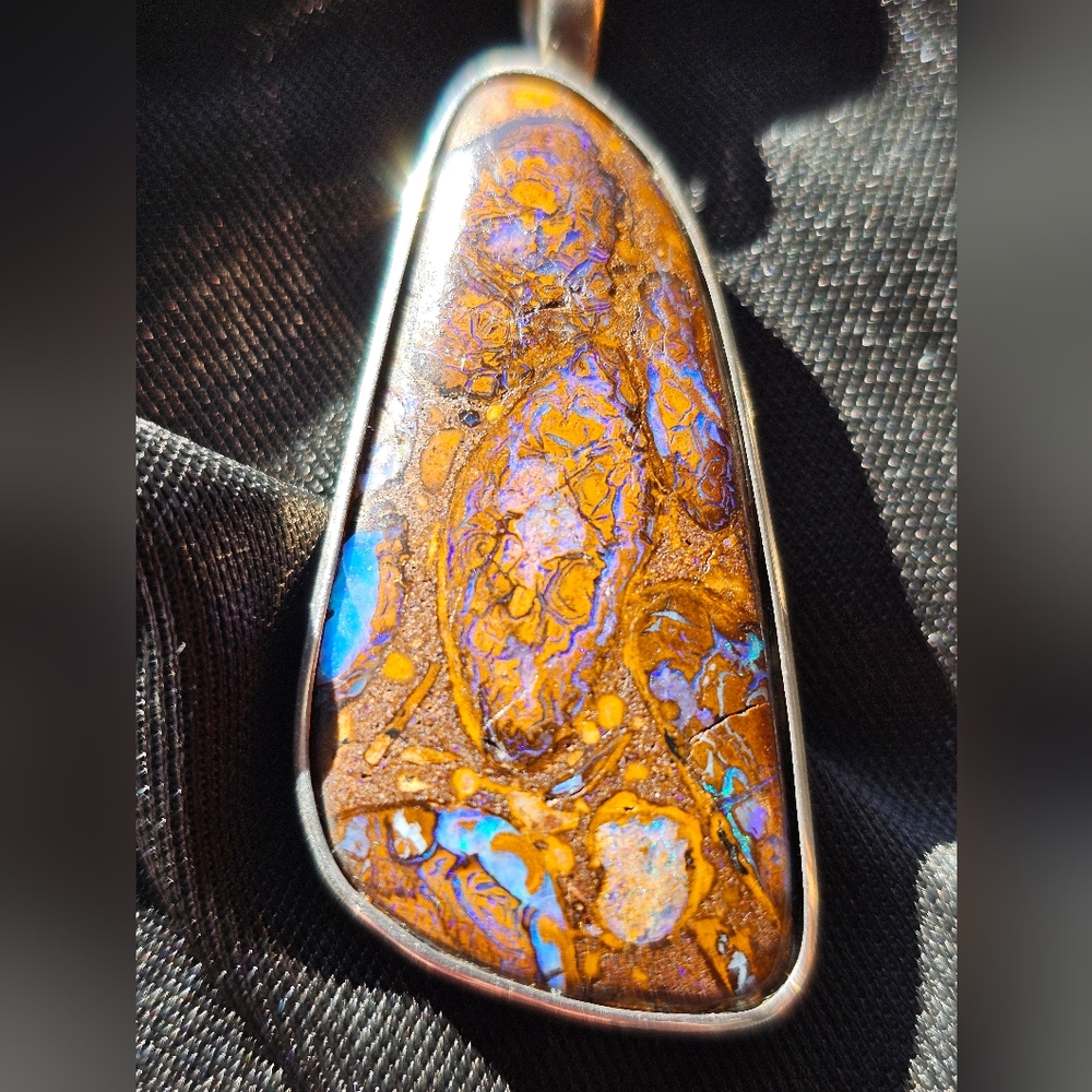 One Of A Kind Australian Bolder Opal Pendant In Stei
